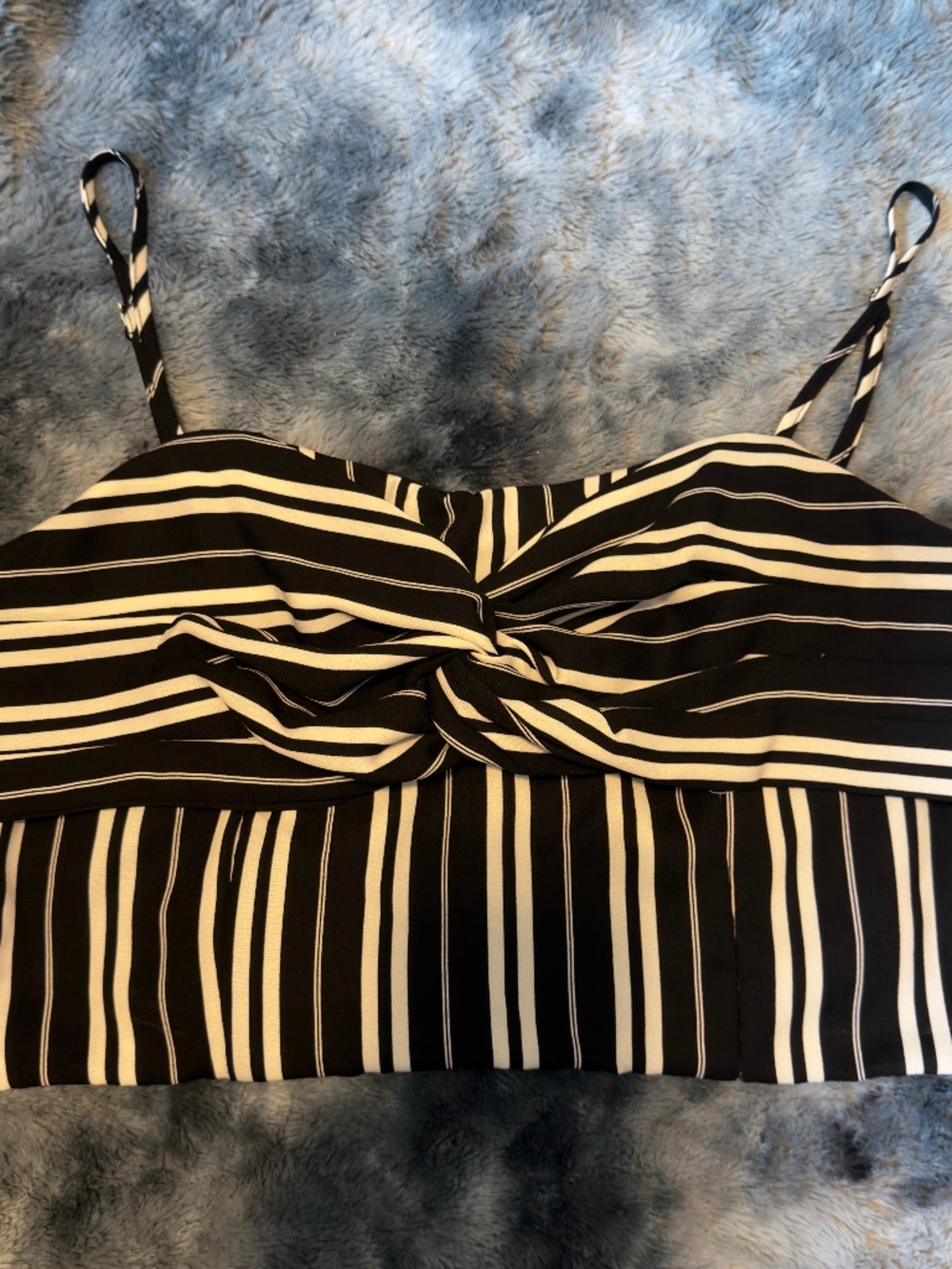 NWT Revamped Black & White Striped Twist Front Crop Top | XL